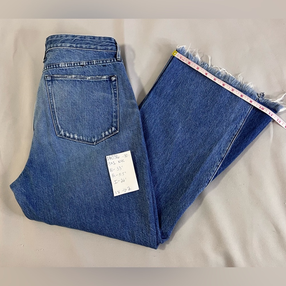 3x1 NYC‎ Womens Denim High Rise Medium Wash Flare Jeans Blue Size 30 Button Fly - Picture 10 of 11